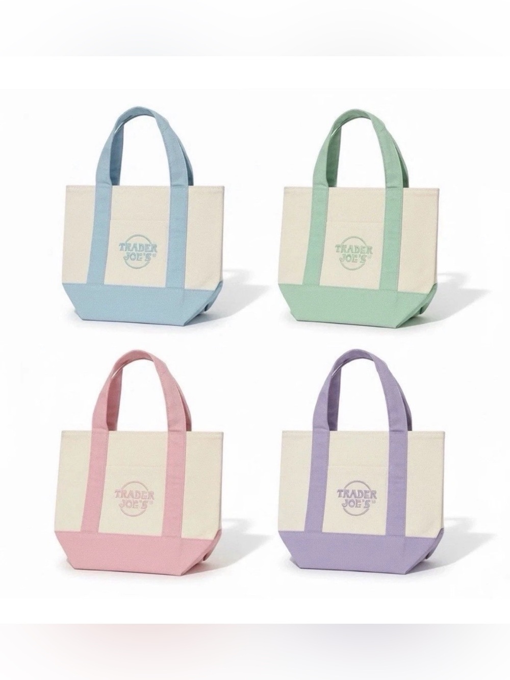 Trader Joe's Mini Pastel Canvas Tote Bag